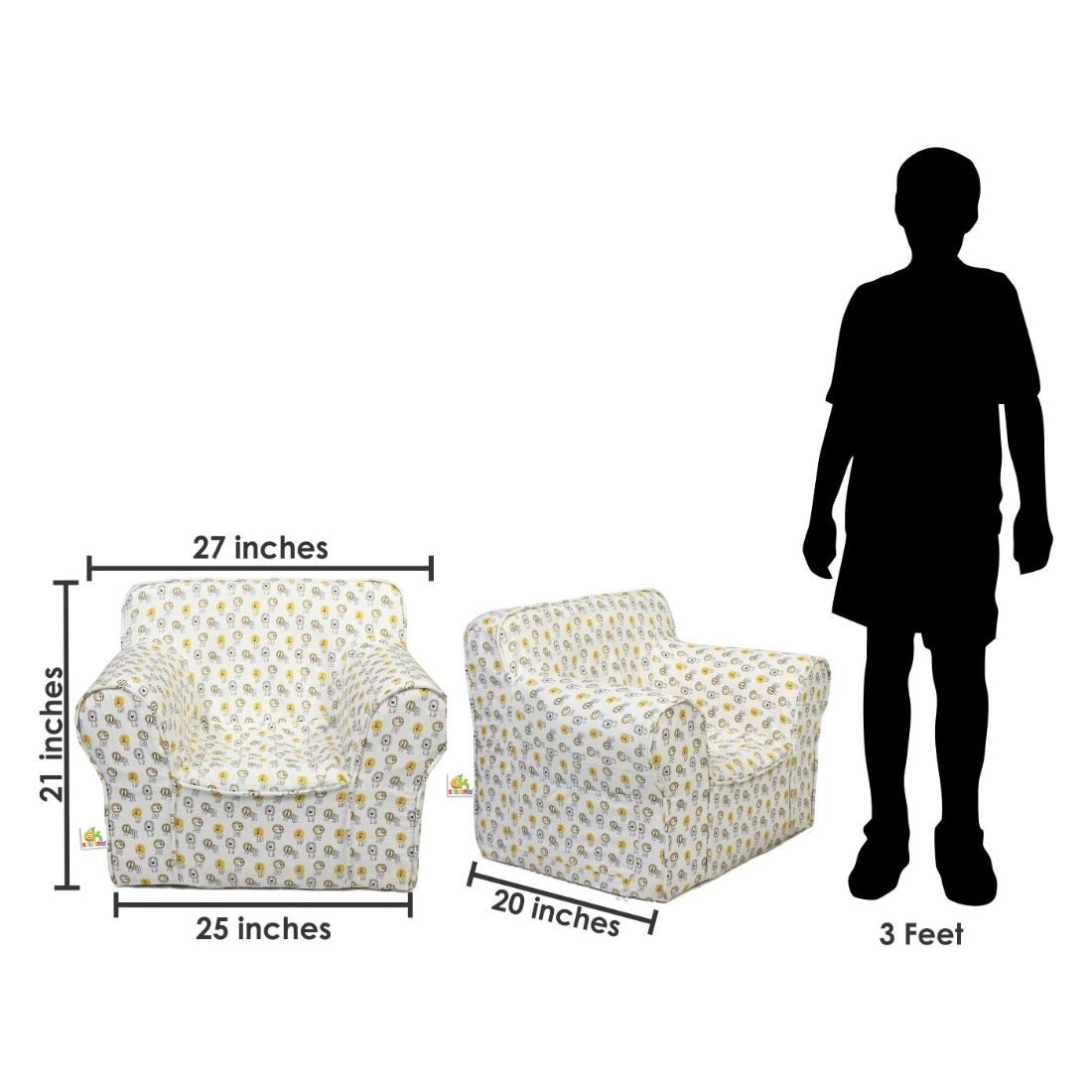 Orka Kids Foam Chair High Density Foam Washable Cover  - (Lion)